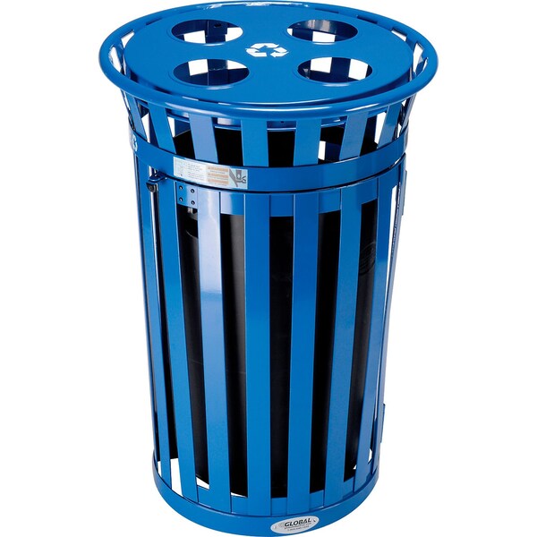 Global Industrial Outdoor Recycling Can W/Access Door & Multi-Stream Lid, 36 Gal., Blue - 641366RBL
