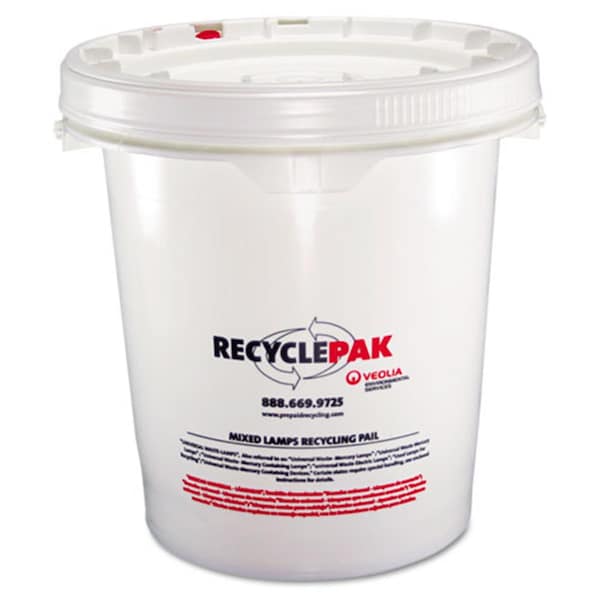 Strategic Product Distribution Prepaid Recycling Container Kit for Mixed Lamps- 5gal Round Pail- White - SUPPLY068