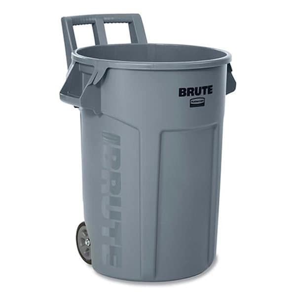 Vortex 32 gal Plastic Vented Wheeled Brute Container Waste Basket, Gray - VO3750123