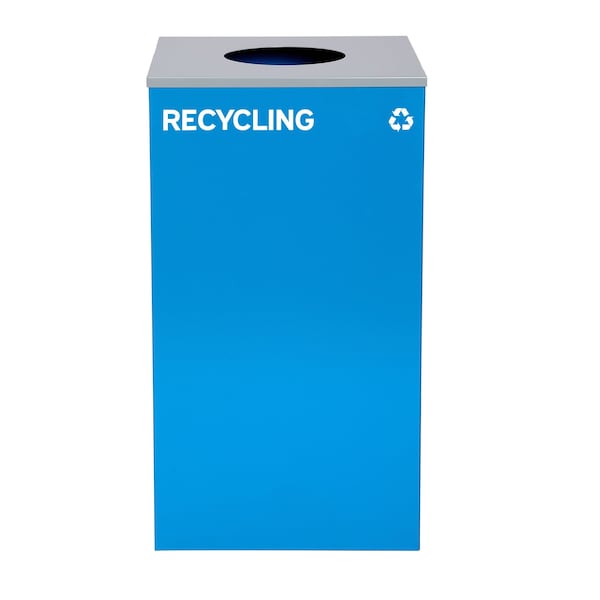 Alpine Industries 87 Gal. 3-Stream Steel Blue Recycling, Green Compost, and Black Commercial Trash Can Station - ALP4450-BLK-KIT32