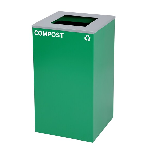 Alpine Industries 87 Gal. 3-Stream Steel Blue Recycling, Green Compost, and Black Commercial Trash Can Station - ALP4450-BLK-KIT32