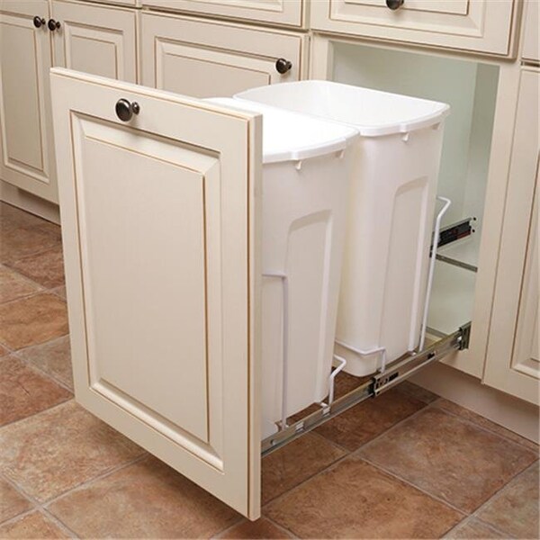 Feeney Inc Feeny FESCB15 2 35WH 35 qt. Soft Close Bottom Mount 2 Bins; White - 14.37 in. - FESCB15 2 35WH
