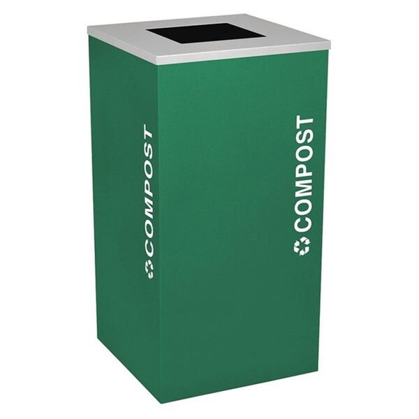 Ex-Cell Kaiser Ex-Cell Kaiser RC-KDSQ-CMPST EGX 24 Gallon Square Recycling Receptacle with Cans & Bottles Decal; Emerald Texture - RC-KDSQ-CMPST EGX