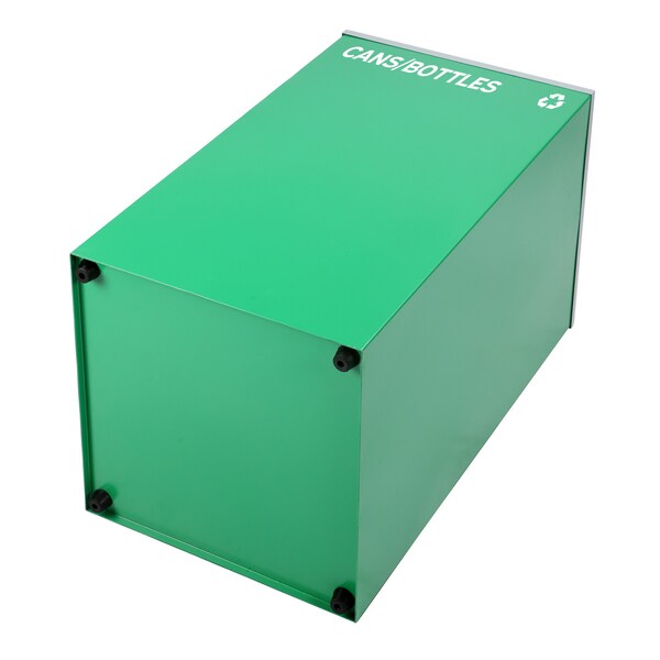 Alpine Industries Square Recycling Gin, 29 Gallons, Green Can, Mixed Opening Lid, for Cans/Bottles - ALP4450-KIT-GRN-M-CB