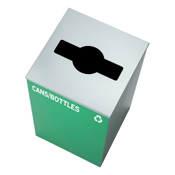 Alpine Industries Square Recycling Gin, 29 Gallons, Green Can, Mixed Opening Lid, for Cans/Bottles - ALP4450-KIT-GRN-M-CB