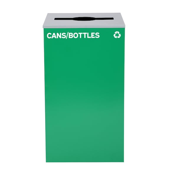 Alpine Industries Square Recycling Gin, 29 Gallons, Green Can, Mixed Opening Lid, for Cans/Bottles - ALP4450-KIT-GRN-M-CB