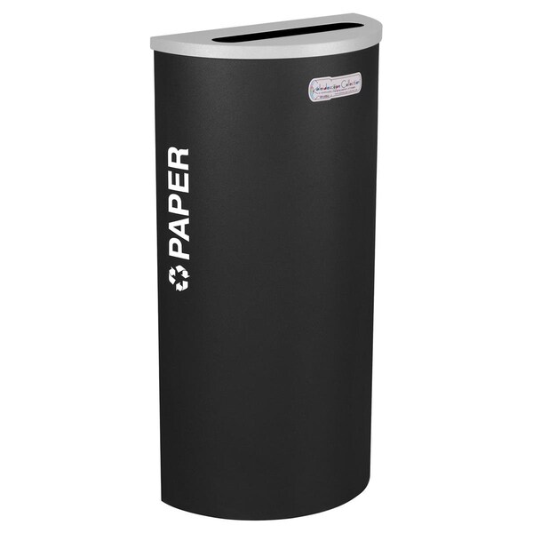 Ex-Cell Kaiser 8 gal Semicircular Waste Receptacle, Black, Silver - RC-KDHR-P BLX