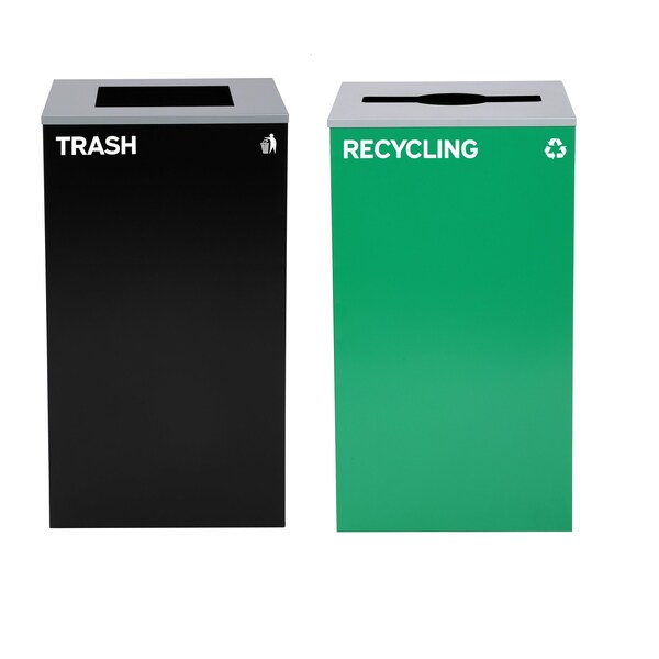 Alpine Industries 58-Gallon 2-Stream Black Steel-Green Recycling Bin Station - ALP4450-BLK-KIT12