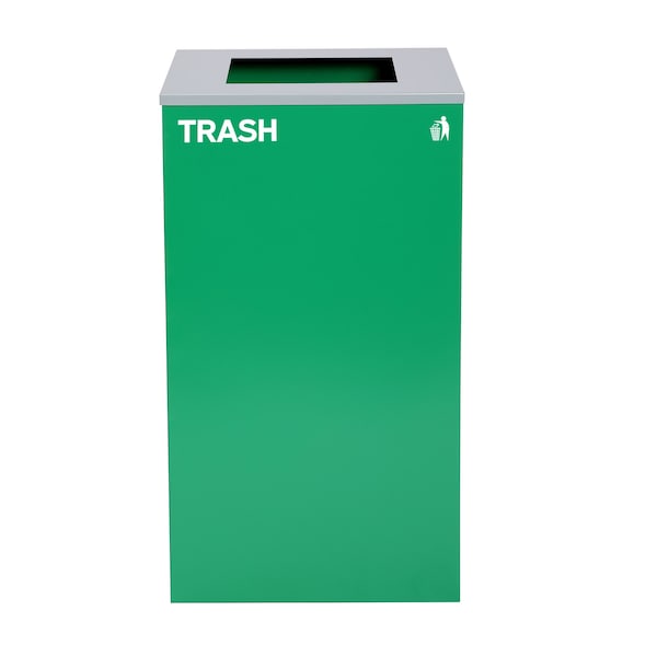 Alpine Industries Square Recycling Bin, 29 Gallons, Green Can, Square Opening Lid, for Trash - ALP4450-KIT-GRN-S-TR