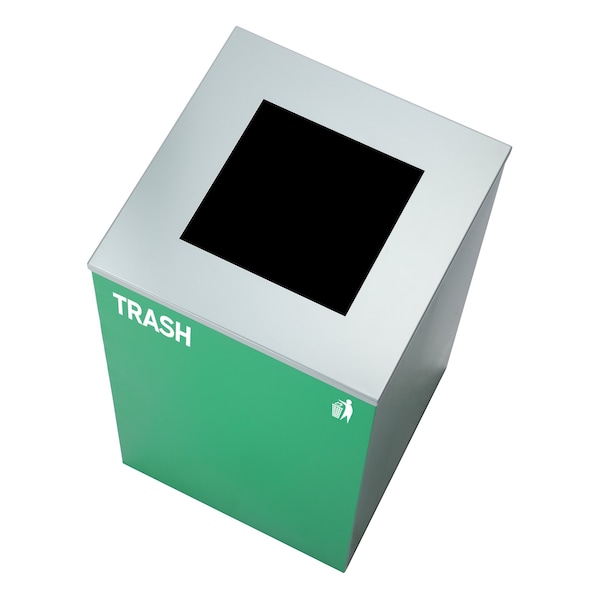 Alpine Industries Square Recycling Bin, 29 Gallons, Green Can, Square Opening Lid, for Trash - ALP4450-KIT-GRN-S-TR