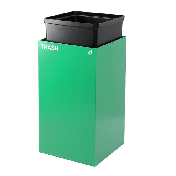 Alpine Industries Square Recycling Bin, 29 Gallons, Green Can, Square Opening Lid, for Trash - ALP4450-KIT-GRN-S-TR