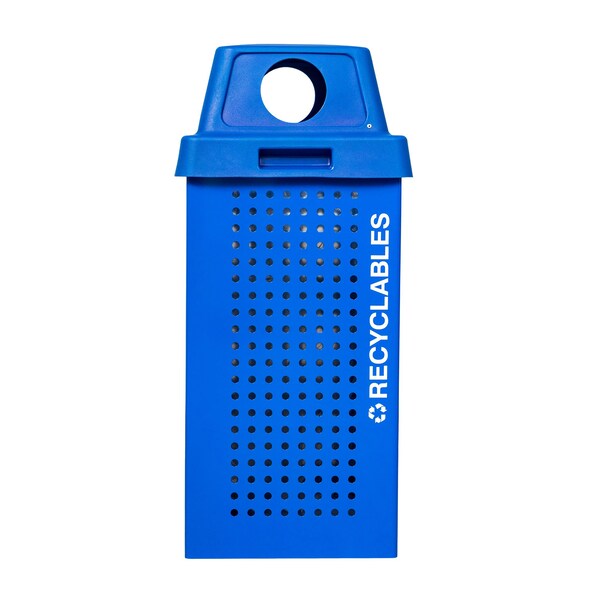 Ex-Cell Kaiser 36-Gal. Square Recycle Receptacle - Steel, Recycle Blue Gloss - RC-KDX36-R RBL