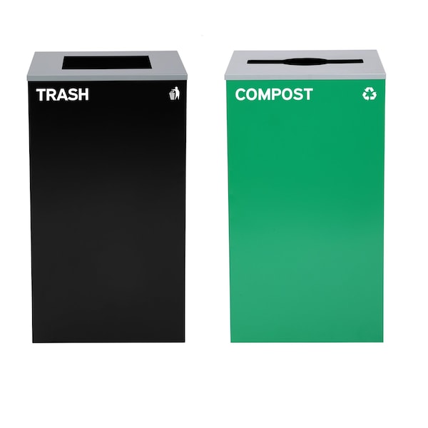 Alpine Industries 58-Gallon 2-Stream Black Steel-Green Compost Bin Station - ALP4450-BLK-KIT13