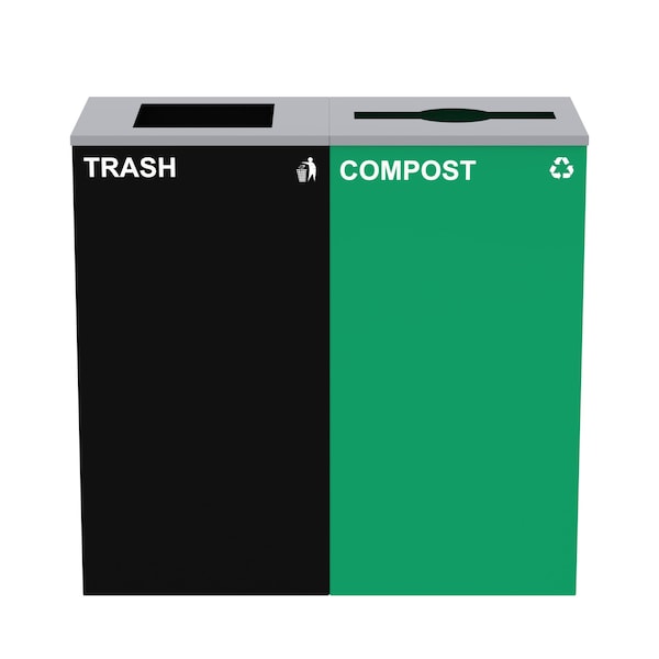 Alpine Industries 58-Gallon 2-Stream Black Steel-Green Compost Bin Station - ALP4450-BLK-KIT13