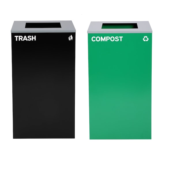 Alpine Industries 58-Gallon 2-Stream Black Steel-Green Compost Bin Station - ALP4450-BLK-KIT9