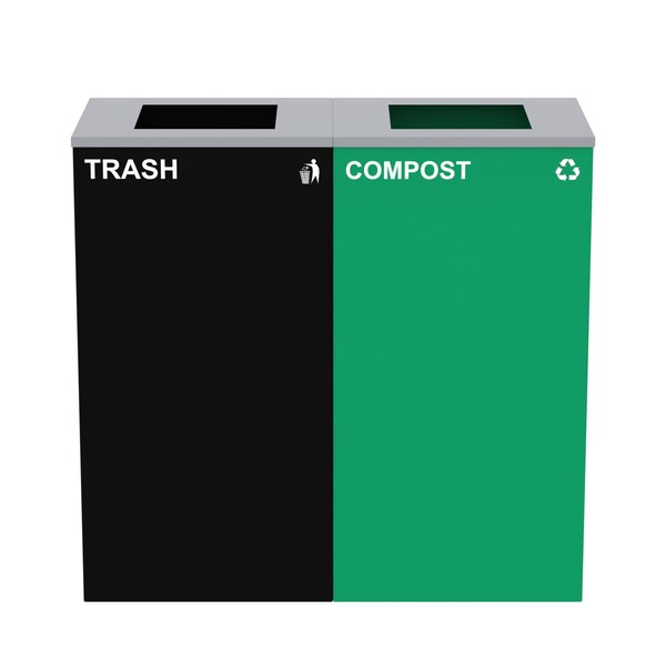 Alpine Industries 58-Gallon 2-Stream Black Steel-Green Compost Bin Station - ALP4450-BLK-KIT9