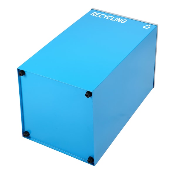 Alpine Industries Square Recycling Bin, 29 Gallons, BlueCan, Mixed Opening Lid, for Recycling - ALP4450-KIT-BLU-M-REC