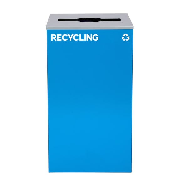 Alpine Industries Square Recycling Bin, 29 Gallons, BlueCan, Mixed Opening Lid, for Recycling - ALP4450-KIT-BLU-M-REC