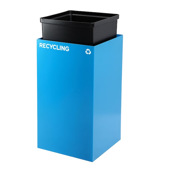 Alpine Industries Square Recycling Bin, 29 Gallons, BlueCan, Mixed Opening Lid, for Recycling - ALP4450-KIT-BLU-M-REC