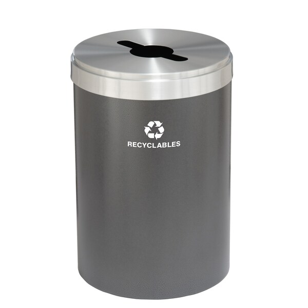 Glaro 41 gal Round Recycling Bin, Silver Vein/Satin Aluminum - M-2042SV-SA-M2