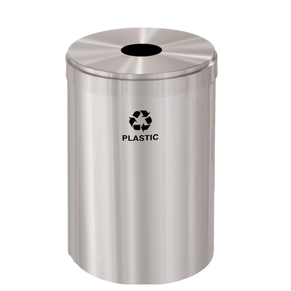 Glaro 41 gal Round Recycling Bin, Satin Aluminum - B-2042SA-SA-B7