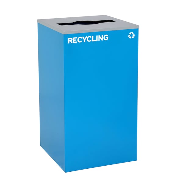 Alpine Industries 58-Gallon 2-Stream Black Steel-Blue Recycling Bin Station - ALP4450-BLK-KIT4