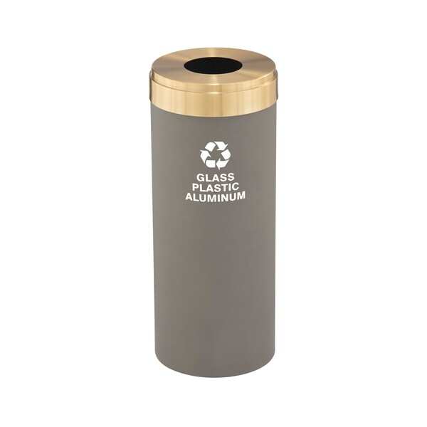 Glaro 15 gal Round Recycling Bin, Nickel/Satin Brass - B-1242NK-BE-B9