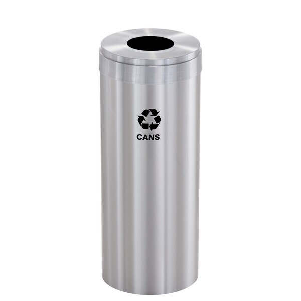 Glaro 12 gal Round Recycling Bin, Satin Aluminum - B-1232SA-SA-B4