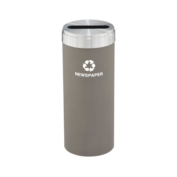 Glaro 15 gal Round Recycling Bin, Nickel/Satin Aluminum - P-1242NK-SA-P3