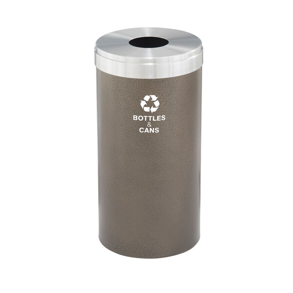 Glaro 16 gal Round Recycling Bin, Bronze Vein/Satin Aluminum - B-1532BV-SA-B2