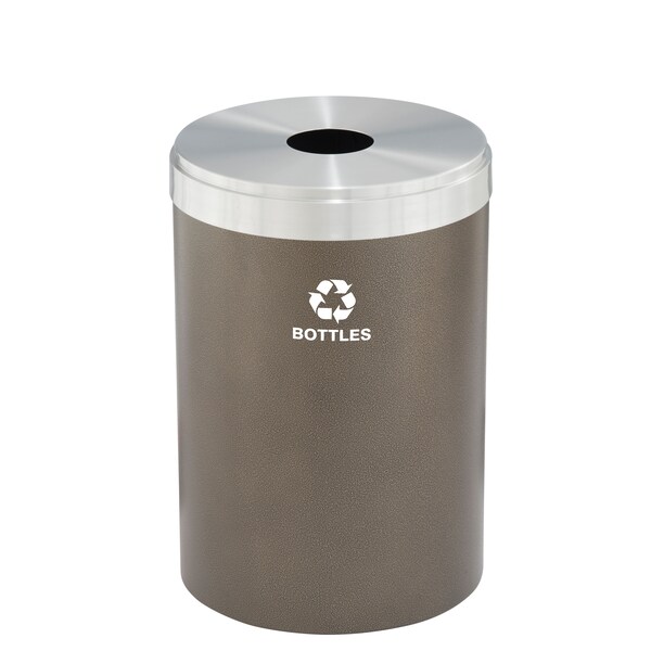 Glaro 41 gal Round Recycling Bin, Bronze Vein/Satin Aluminum - B-2042BV-SA-B3