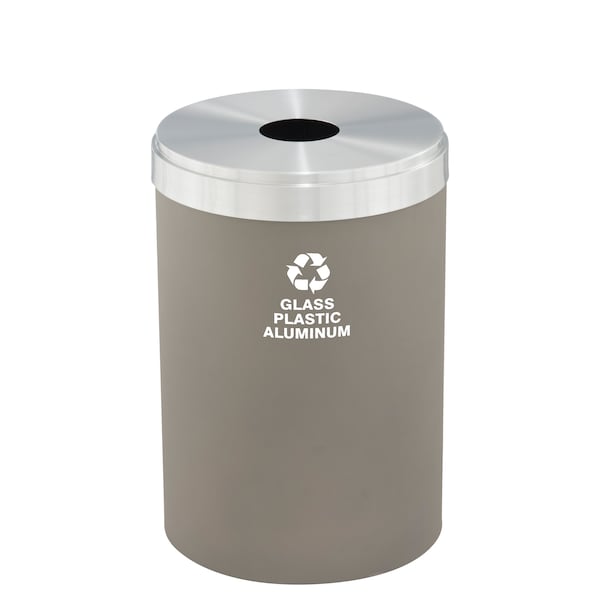 Glaro 33 gal Round Recycling Bin, Nickel/Satin Aluminum - B-2032NK-SA-B9