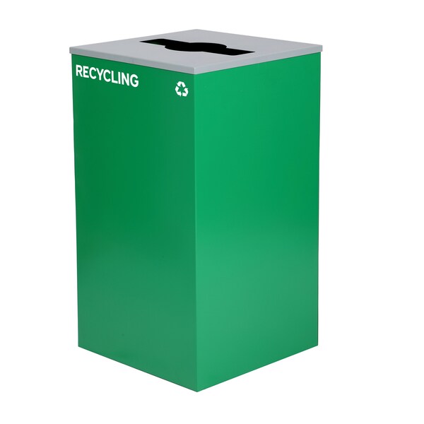 Alpine Industries 87 Gal. 3-Stream Steel Blue Recycling, Green Recycling, and Black Commercial Trash Can Station - ALP4450-BLK-KIT30