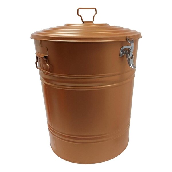 Houston International Trading Enameled Galvanized Steel Storage Container, Glazed Caramel - 5801E GC