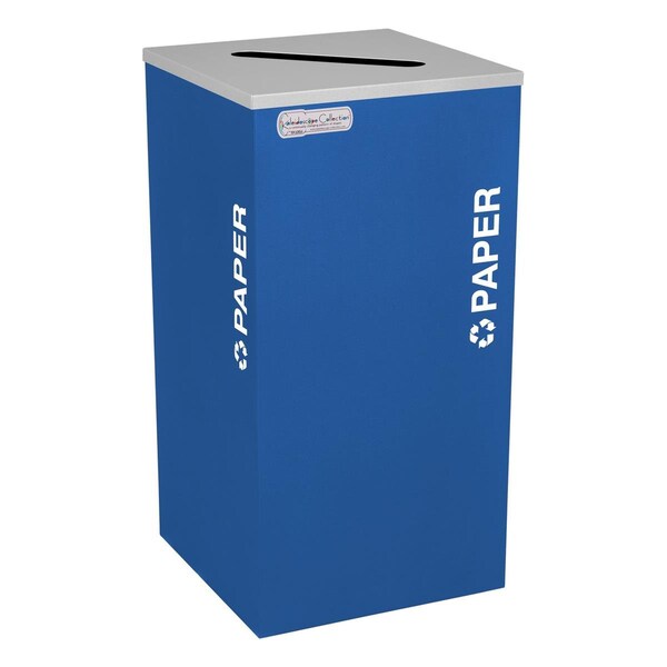 Hot House Designs 18-gal recycling recptacle- square top and Plastic decal- Royal Blue Texture finish - HO3513296