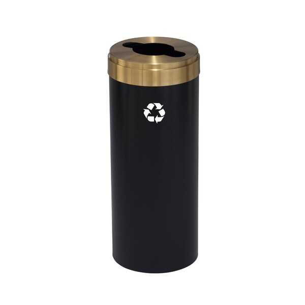 Glaro 12 gal Round Recycling Bin, Satin Black/Satin Brass - M-1232BK-BE-M1