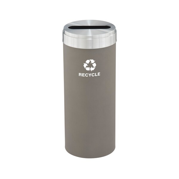 Glaro 15 gal Round Recycling Bin, Nickel/Satin Aluminum - P-1242NK-SA-P5