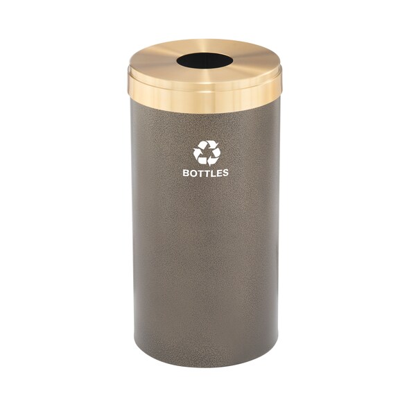Glaro 16 gal Round Recycling Bin, Bronze Vein/Satin Brass - B-1532BV-BE-B3