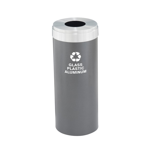 Glaro 15 gal Round Recycling Bin, Silver Vein/Satin Aluminum - B-1242SV-SA-B9