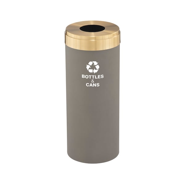 Glaro 12 gal Round Recycling Bin, Nickel/Satin Brass - B-1232NK-BE-B2