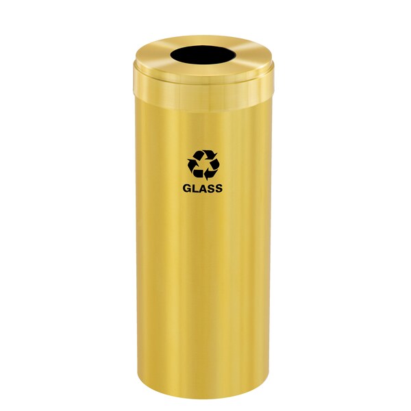 Glaro 12 gal Round Recycling Bin, Satin Brass - B-1232BE-BE-B8
