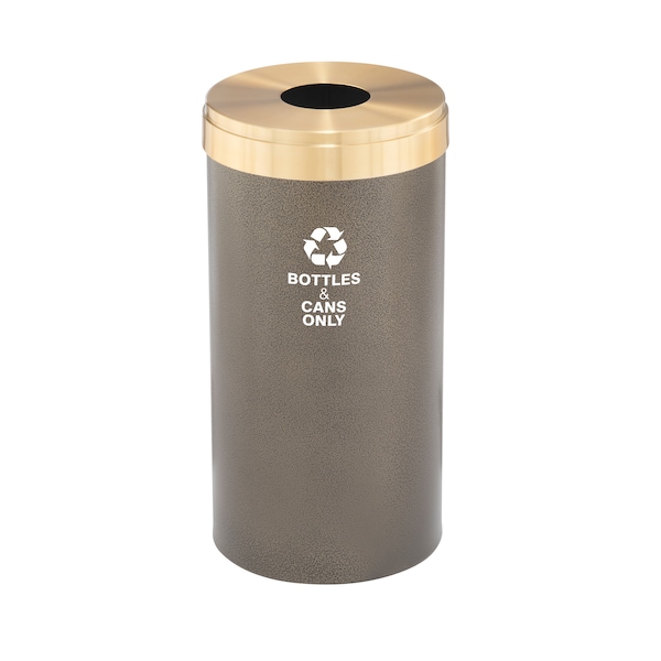 Glaro 16 gal Round Recycling Bin, Bronze Vein/Satin Brass - B-1532BV-BE-B6
