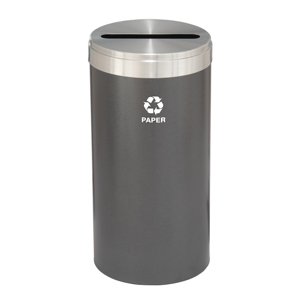 Glaro 16 gal Round Recycling Bin, Silver Vein/Satin Aluminum - P-1532SV-SA-P2
