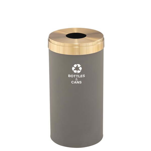 Glaro 16 gal Round Recycling Bin, Nickel/Satin Brass - B-1532NK-BE-B2