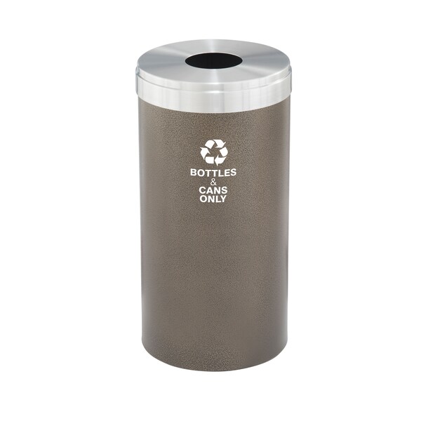 Glaro 23 gal Round Recycling Bin, Bronze Vein/Satin Aluminum - B-1542BV-SA-B6