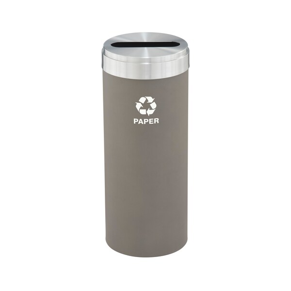 Glaro 15 gal Round Recycling Bin, Nickel/Satin Aluminum - P-1242NK-SA-P2