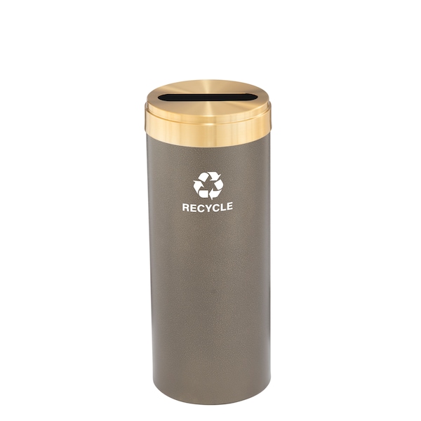 Glaro 12 gal Round Recycling Bin, Bronze Vein/Satin Brass - P-1232BV-BE-P5