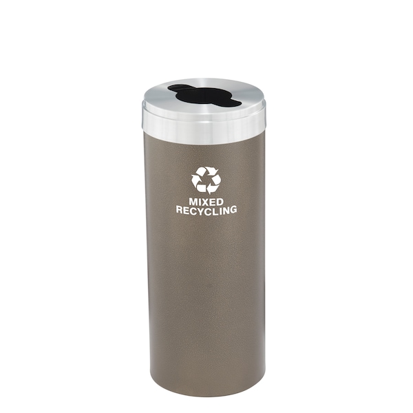 Glaro 15 gal Round Recycling Bin, Bronze Vein/Satin Aluminum - M-1242BV-SA-M3