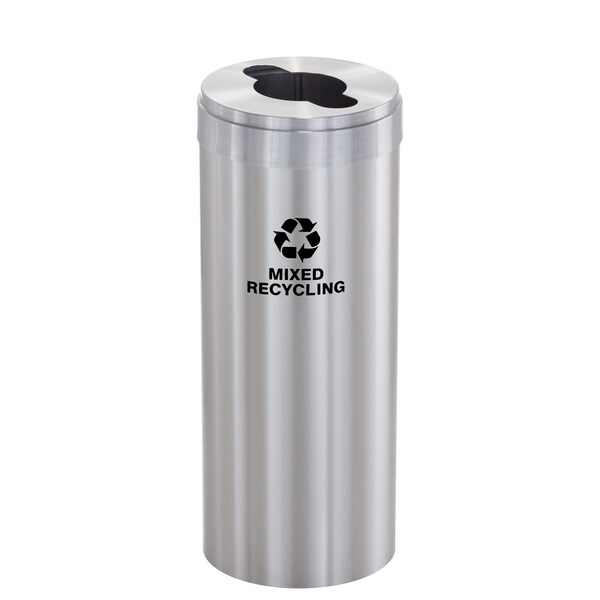 Glaro 12 gal Round Recycling Bin, Satin Aluminum - M-1232SA-SA-M3