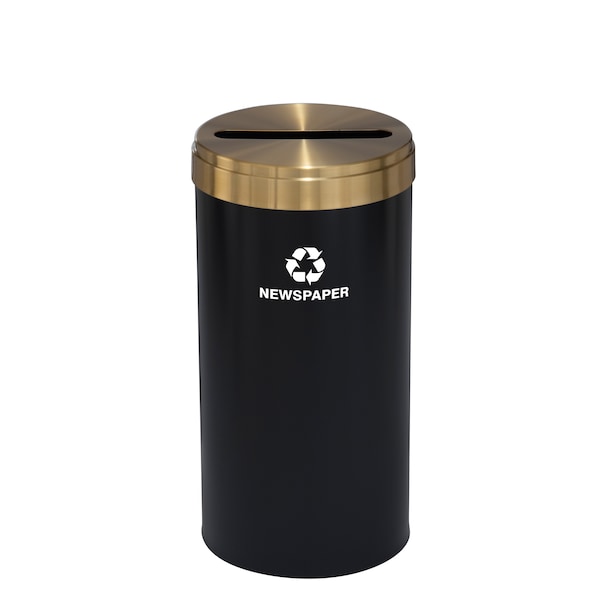 Glaro 23 gal Round Recycling Bin, Satin Black/Satin Brass - P-1542BK-BE-P3